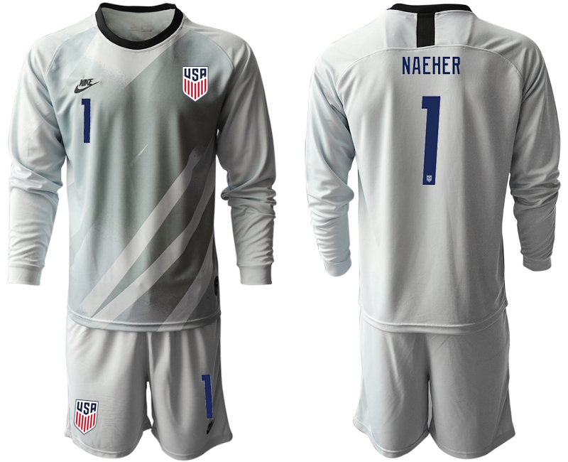 Men 2020-2021 Season National team United States goalkeeper Long sleeve grey #1 Soccer Jersey->united states jersey->Soccer Country Jersey